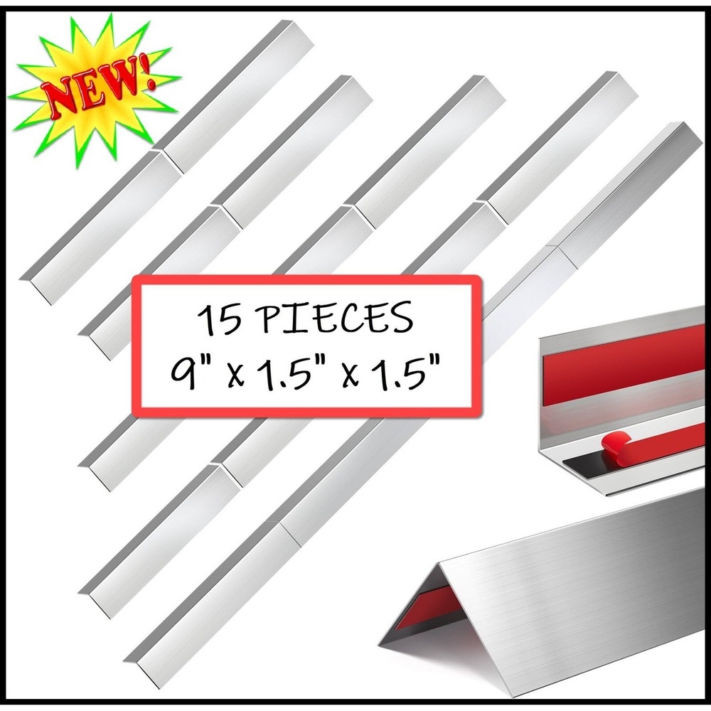 15 Pack Stainless Steel Corner Guards 9 Inch Wall Edge Protector‎ 304 Metal Trim